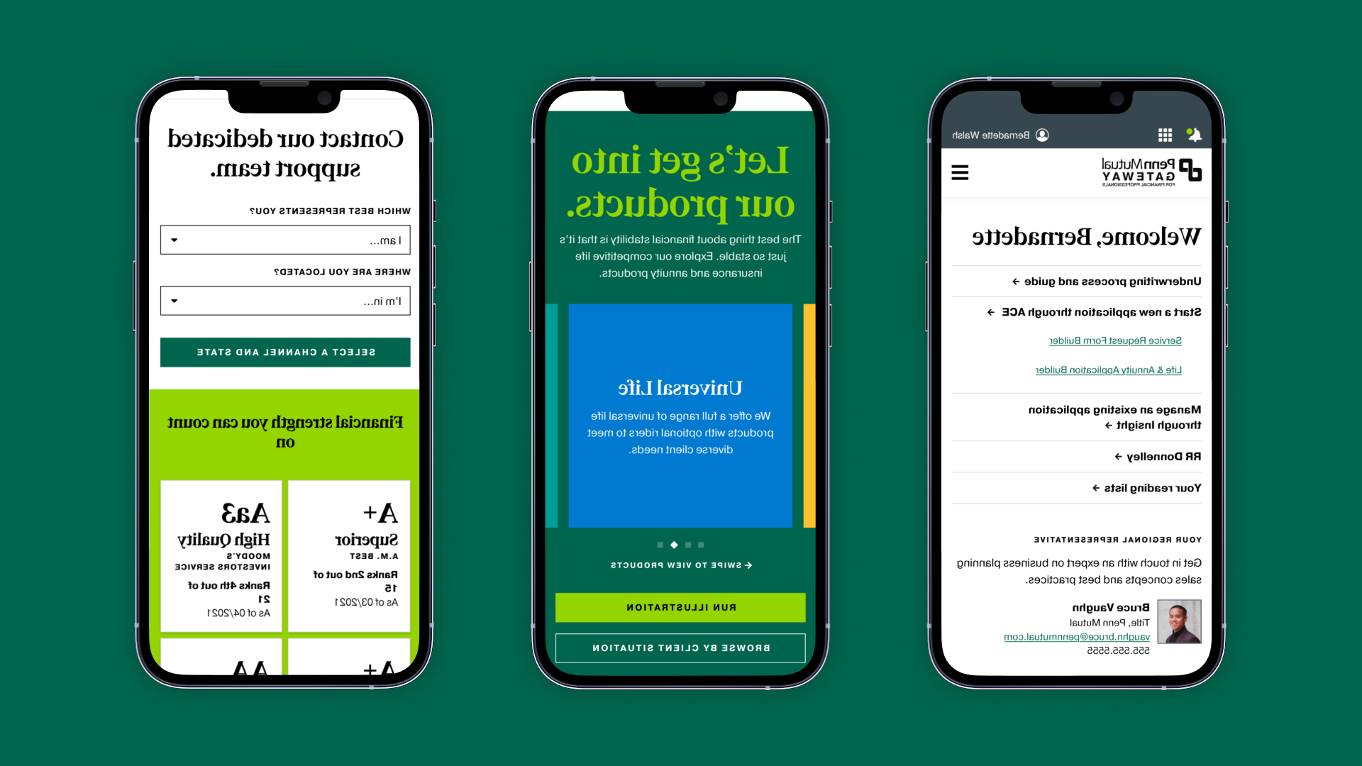 Mobile views of a financial services customer website